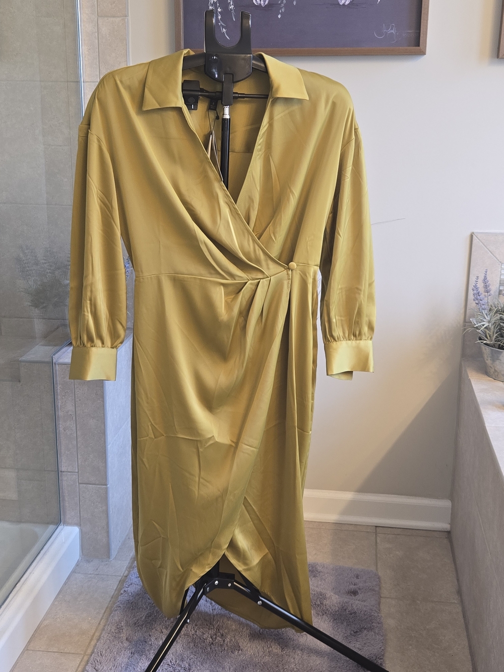 Banana Republic Olive Wrap-Style Midi Dress